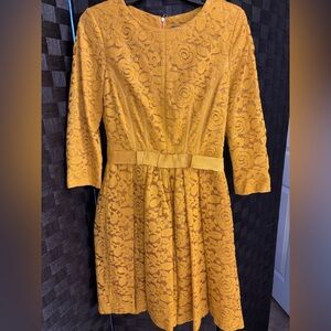 Elegant Mustard Lace Dress
